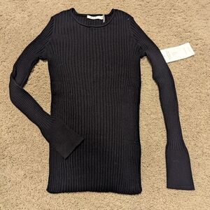 Ost Black Ribbed Long Sleeve Sweater